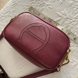 Etienne Aigner Burgundy Perforated Logo Crossbody